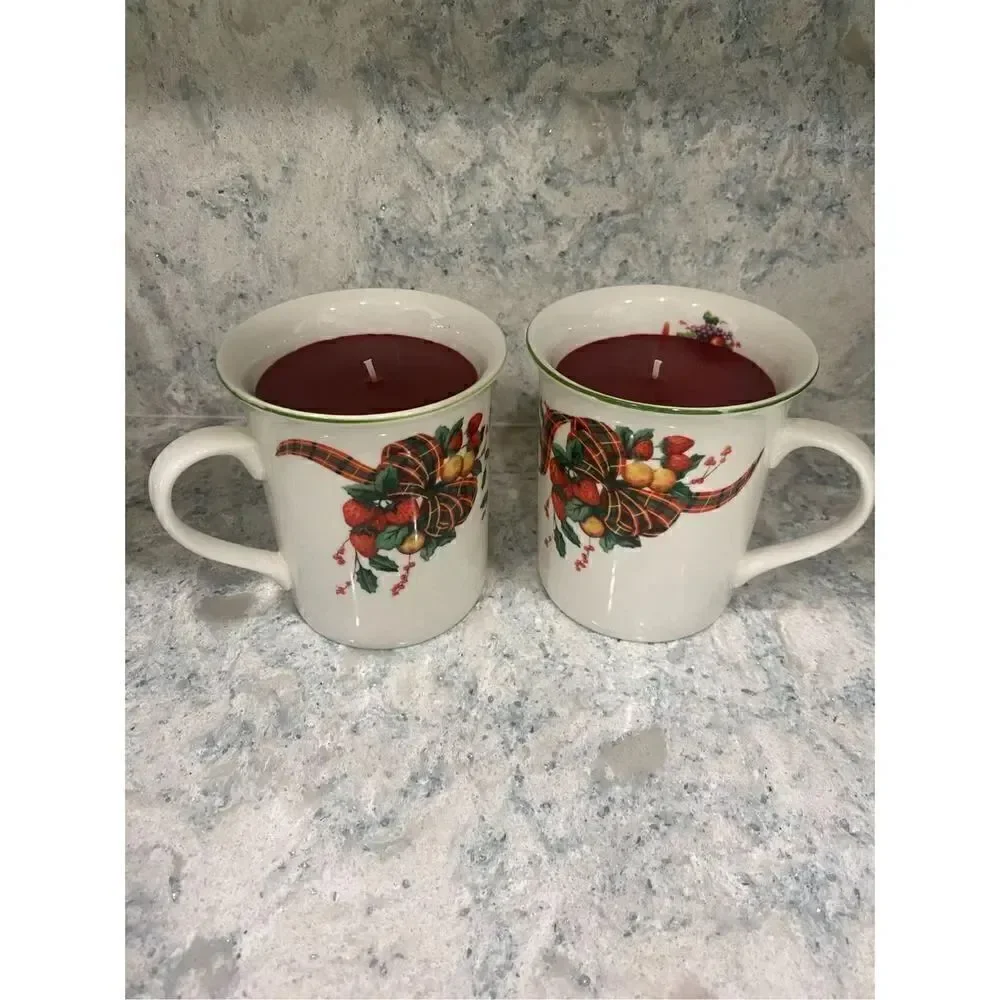 Set of 2 Apple Cinnamon Candle Mugs